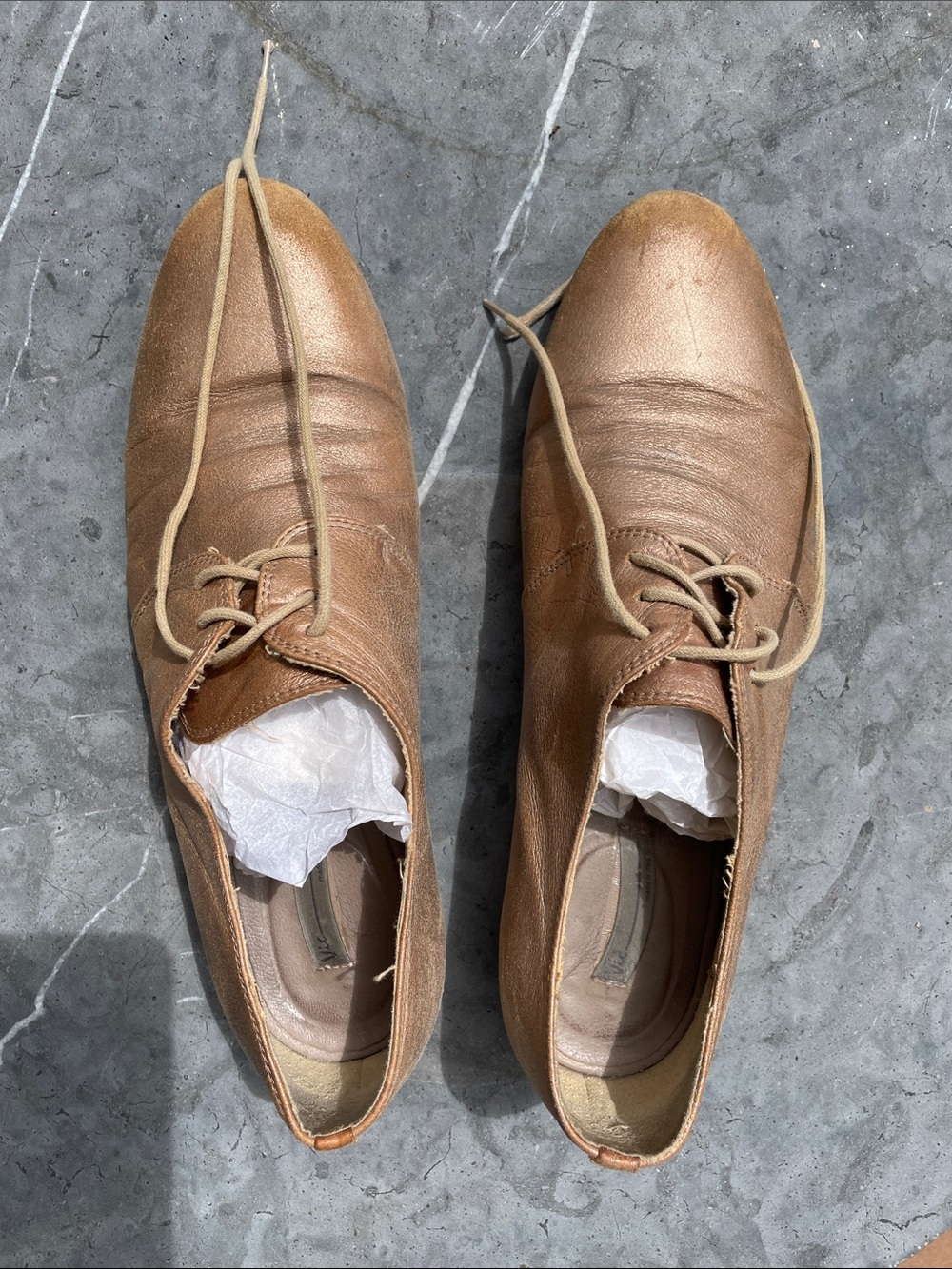 Gravity Pope Goat skin Women's Lace-Up Leather Oxfords in Tan